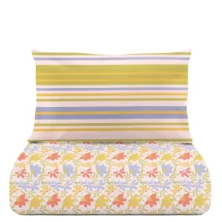 Copripiumino 1 piazza e mezza righe e fiori