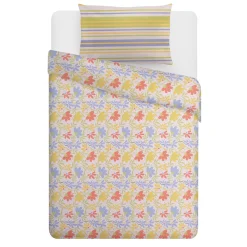 Copripiumino 1 piazza e mezza righe e fiori