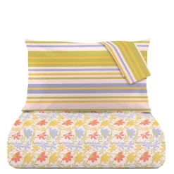 Copripiumino matrimoniale righe e fiori