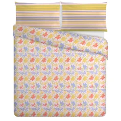 Copripiumino matrimoniale righe e fiori