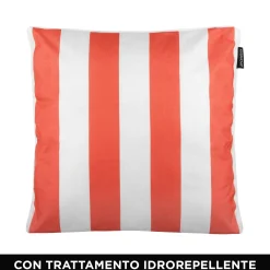 Cuscino divano righe corallo 50x50 cm idrorepellente