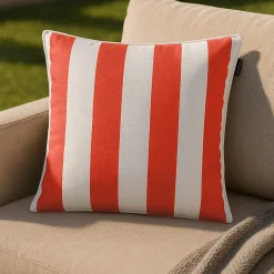 Cuscino divano righe corallo 50x50 cm idrorepellente