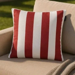 Cuscino divano righe rosso 50x50 cm idrorepellente