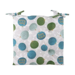 Cuscino sedia natalizio 40x40 cm palline ottanio