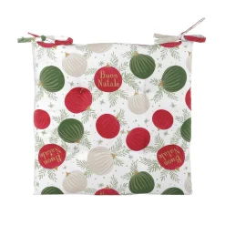 Cuscino sedia natalizio 40x40 cm palline rosse