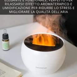 Diffusore aroma elettrico bianco effetto fiamma