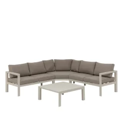 Divano angolare giardino 5 posti con tavolino Evasion argilla