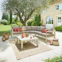 Divano angolare giardino 5 posti con tavolino Evasion argilla