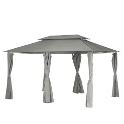 Gazebo da giardino 396x296x270 cm Thira grigio