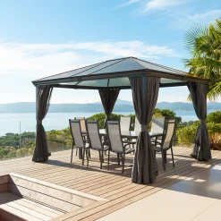 Gazebo da giardino 360x300x270 cm Belize grigio