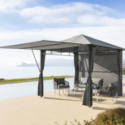 Gazebo da giardino 300x300x400 cm Omelya grigio ardesia