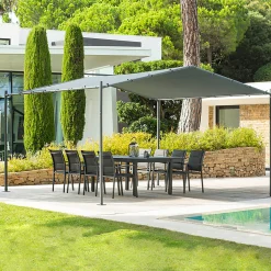 Gazebo per auto 400x400x257 cm Carport grigio