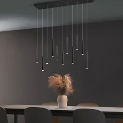 Lampada a sospensione 11 luci nera Tubular Trio