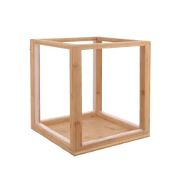 Lampada cubo con LED in legno, 36x35x35 cm
