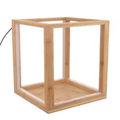 Lampada cubo con LED in legno, 33x29x29 cm