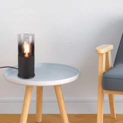 Lampada da tavolo cilindro vetro fumé Robin Trio
