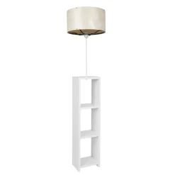 Lampada da terra bianca in legno con ripiani Classic