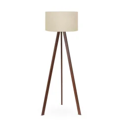 Lampada da terra con paralume beige e base legno 140 cm Ayd
