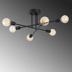 Lampadario 6 luci nero 64x64 cm Flower
