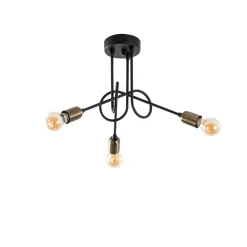 Lampadario 3 luci Viraj 46x46x32 cm metallo nero