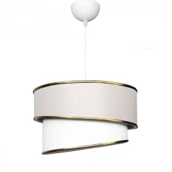 Lampadario bianco in tessuto con LED Circle