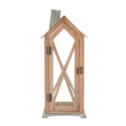 Lanterna casetta piccola in legno, 20x15,5x45 cm