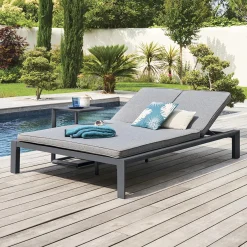 Lettino prendisole matrimoniale reclinabile Evasion grafite