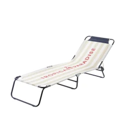 Lettino prendisole pieghevole righe beige Paradise