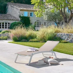 Lettino prendisole reclinabile beige Bonao