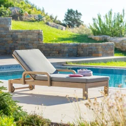 Lettino prendisole 184x73x87 cm Papouasie in legno