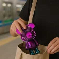 Mini ventilatore orsetto ricaricabile rosa e azzurro