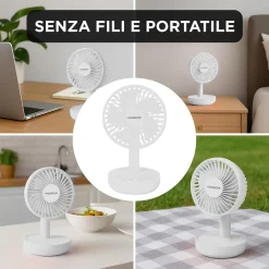 Miniventilatore bianco da tavolo 18 cm usb