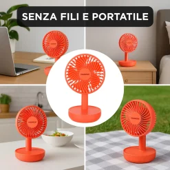 Miniventilatore corallo da tavolo 18 cm usb