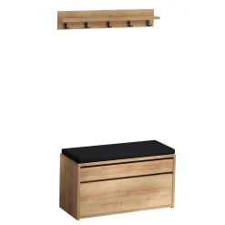 Mobile ingresso appendiabiti e scarpiera effetto legno