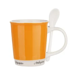 Mug arancione 400 ml con cucchiaino