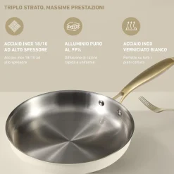 Padella 20 cm in acciaio bianco oro California
