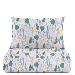 Parure copripiumino 1 piazza e mezza foglie cotone