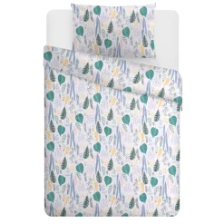 Parure copripiumino 1 piazza e mezza foglie cotone