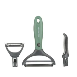 Pelaverdure 3 in 1 con testine intercambiabili verde