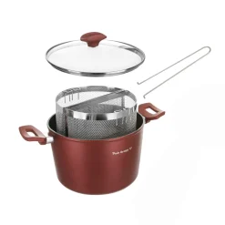Pentola pasta 22 cm bordeaux con 2 cestelli e coperchio