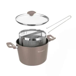 Pentola pasta 22 cm tortora con 2 cestelli e coperchio