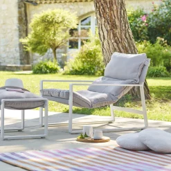Poltrona relax con poggiapiedi Lambinio taupe
