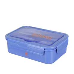 Porta pranzo con divisori e posate blu