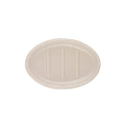 Porta sapone rigato in ceramica, beige