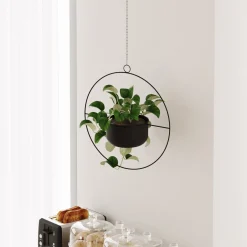 Portavaso da appendere rotondo nero 40x17 cm