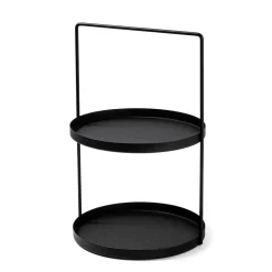 Portavaso due ripiani in metallo nero 21x33 cm