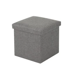 Pouf contenitore quadrato 30x30x30 cm grigio scuro