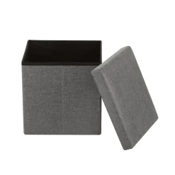 Pouf contenitore quadrato 30x30x30 cm grigio scuro