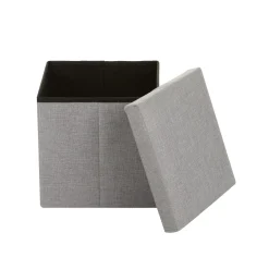 Pouf contenitore quadrato 30x30x30 cm grigio chiaro