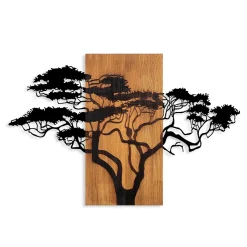Quadro albero metallo con pannello legno